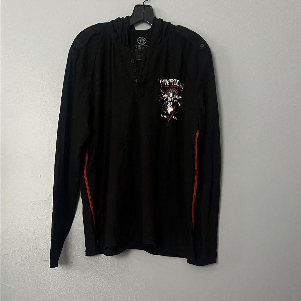 American Fighter Black and Red Hoodie
